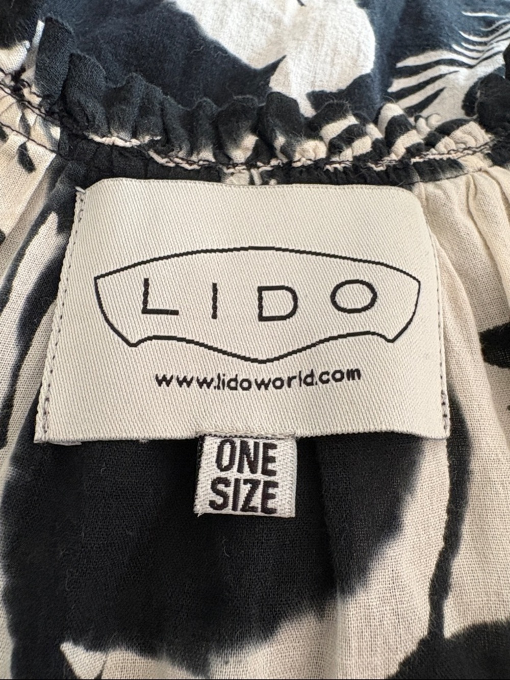 Lido cotton midi dress. Black white birds feathers tiered skirt OS ruffle sleeve - Picture 10 of 12